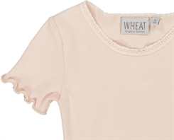 Wheat Rib T-Shirt Lace SS - Powder